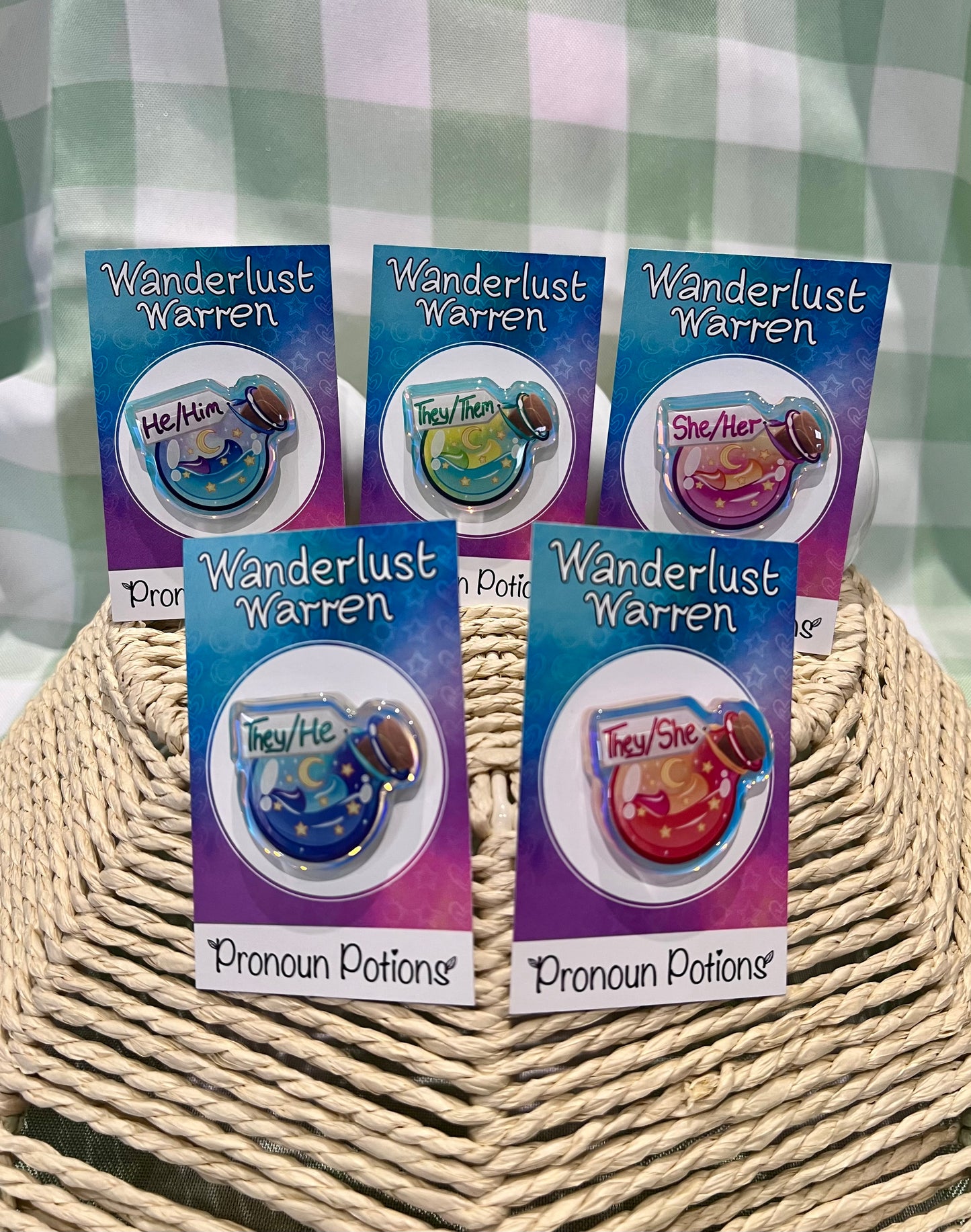 Pronoun Potion Pin Badges